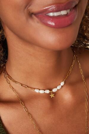 Collar perlas con estrella Plata Acero inoxidable h5 Imagen3